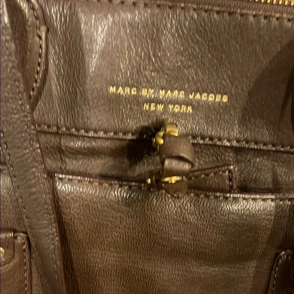 Marc Jacobs Brown Leather Tote with Gold Hardware - Picture 3 of 10